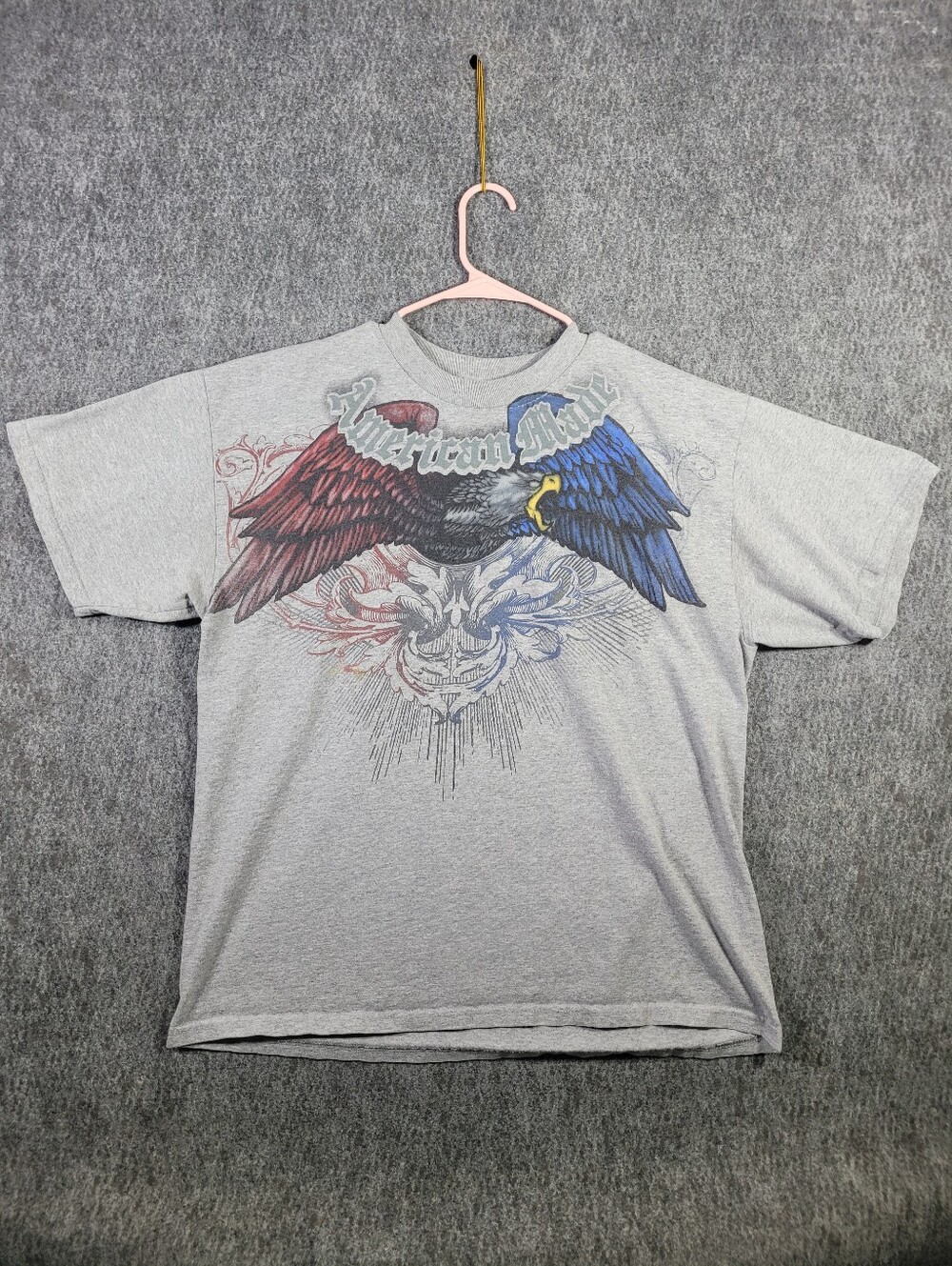 VTG American Heritage Screaming Eagle T Shirt Mens XL Gray Biker Grunge USA